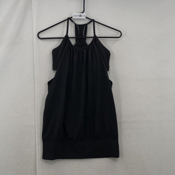 LULULEMON Womens Black Sleeveless Built In Bra Racerback Activewear Tank Top 4 - Picture 1 of 7